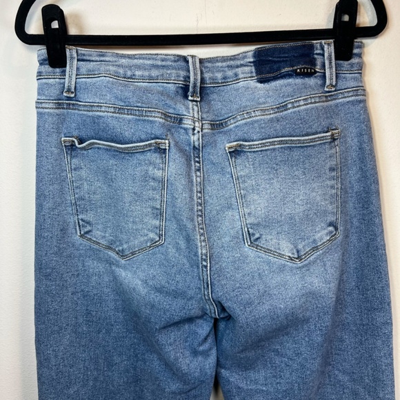 RISEN Women's High Rise Crossover Straight Leg Blue Medium Wash Stretch Sz 31x29 - Picture 11 of 14